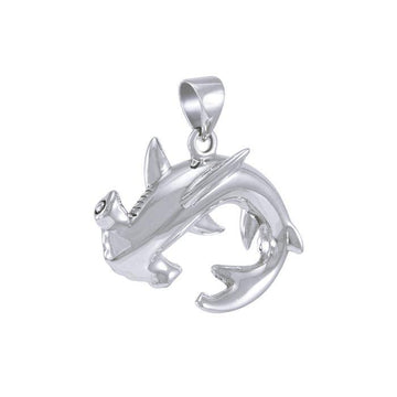 A new world with the sea friends ~ Sterling Silver Jewelry Hammerhead Shark Pendant TPD4920 - Jewelry